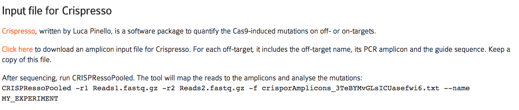 Link to download Crispresso files and sample command line